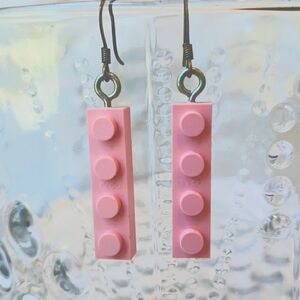 Tyco Pink 4 x 1 Thin Brick Earrings  2"